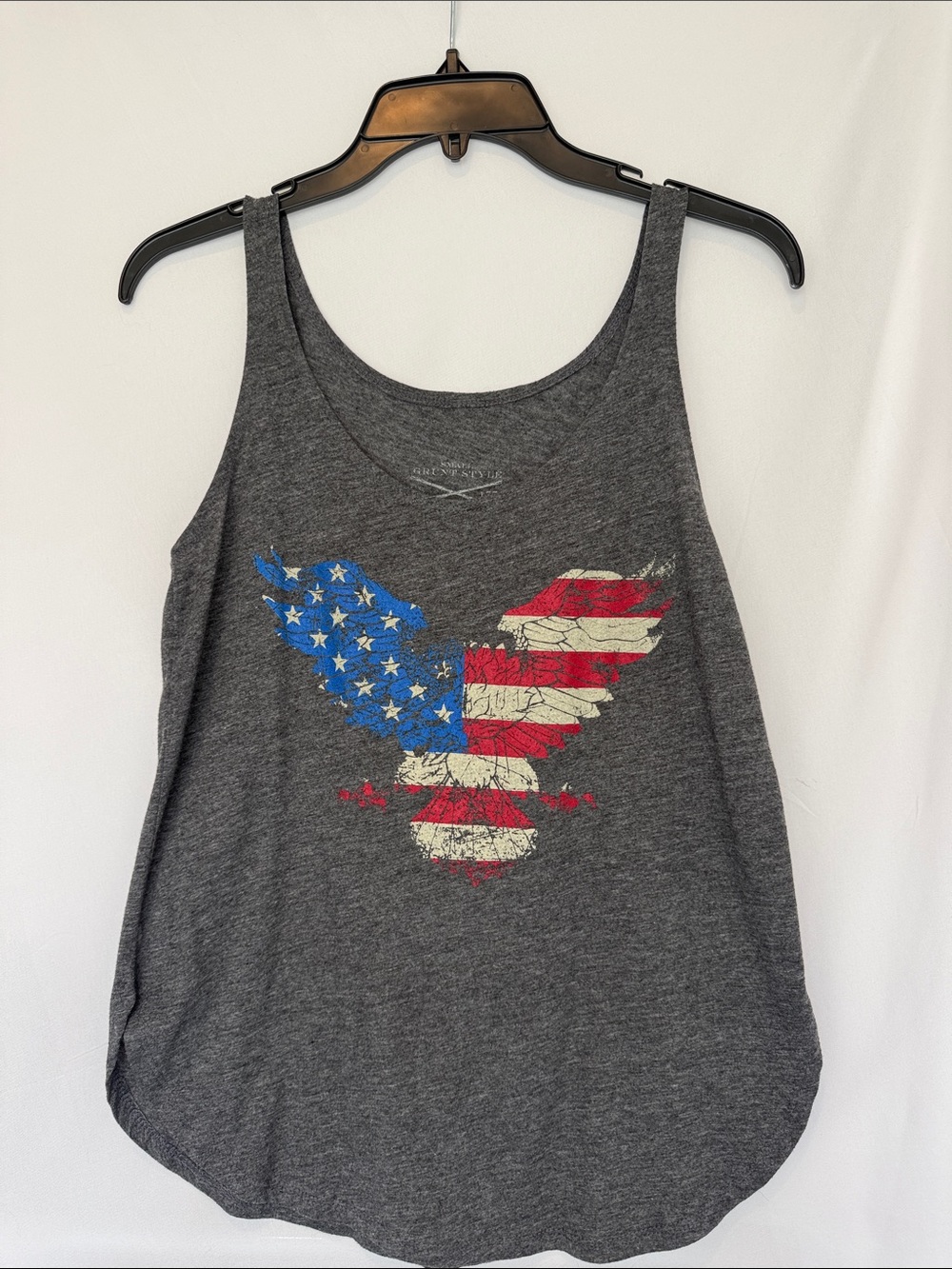 Grunt Style Charcoal Tank with Distressed American Eagle Graphic